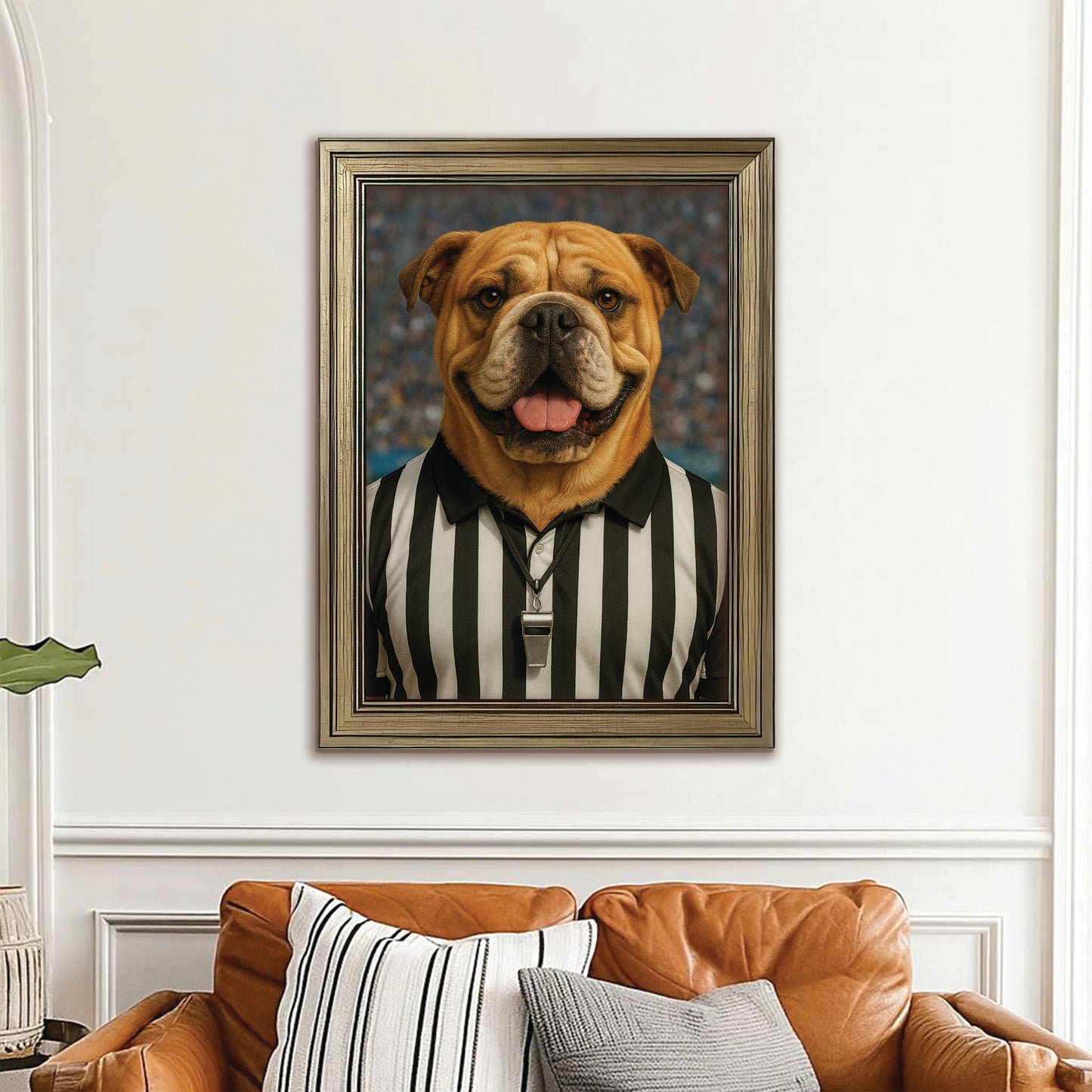 Custom Photo Referee Dog Canvas Framed Wall Art Gift For Dog Lovers