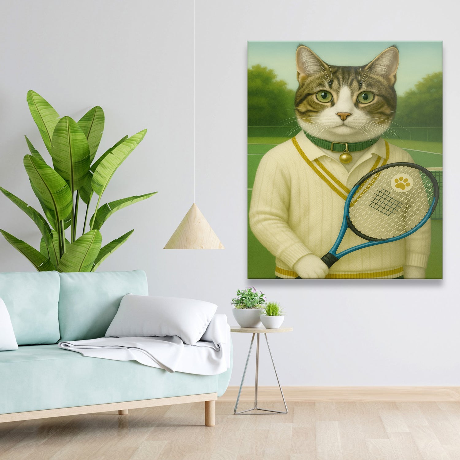 Custom Photo Tennis Player Cat Canvas