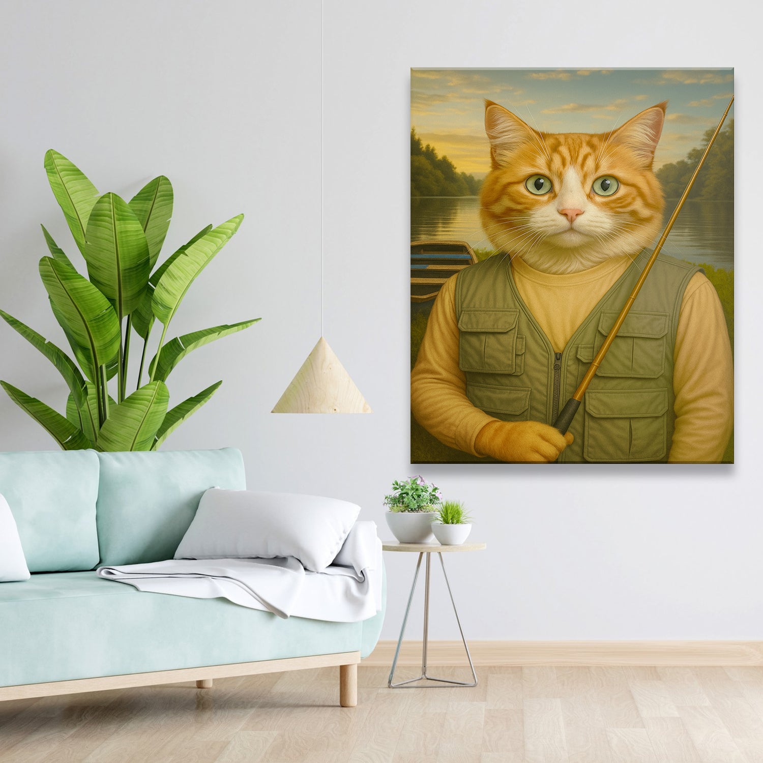 Custom Photo Fisherman Cat Canvas