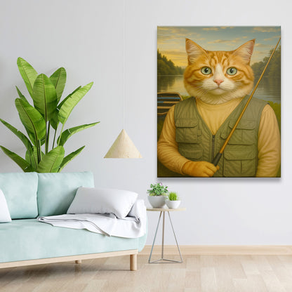 Custom Photo Fisherman Cat Canvas