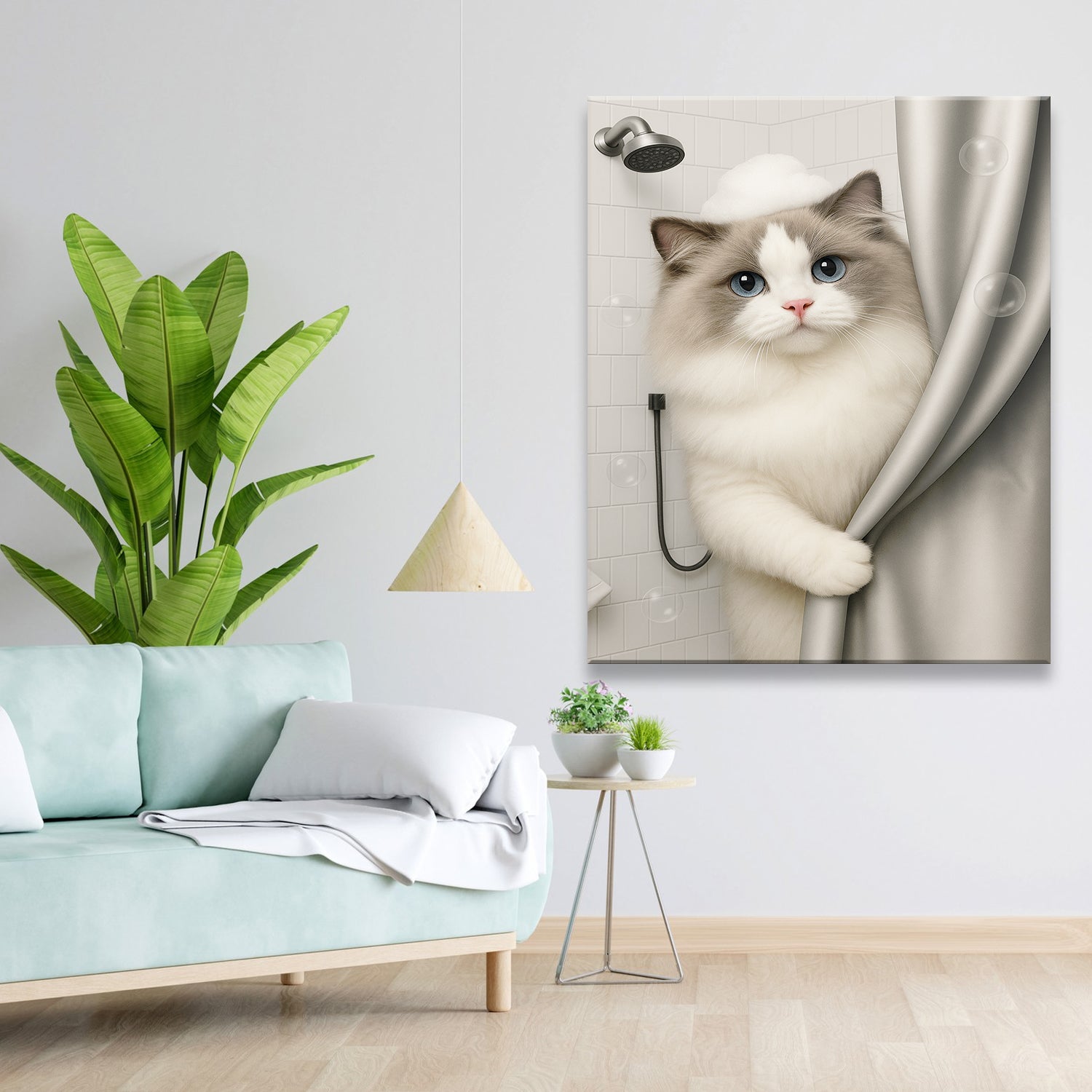 Custom Cat Photo Cat  In Bathroom Canvas Gift For Cat Lovers