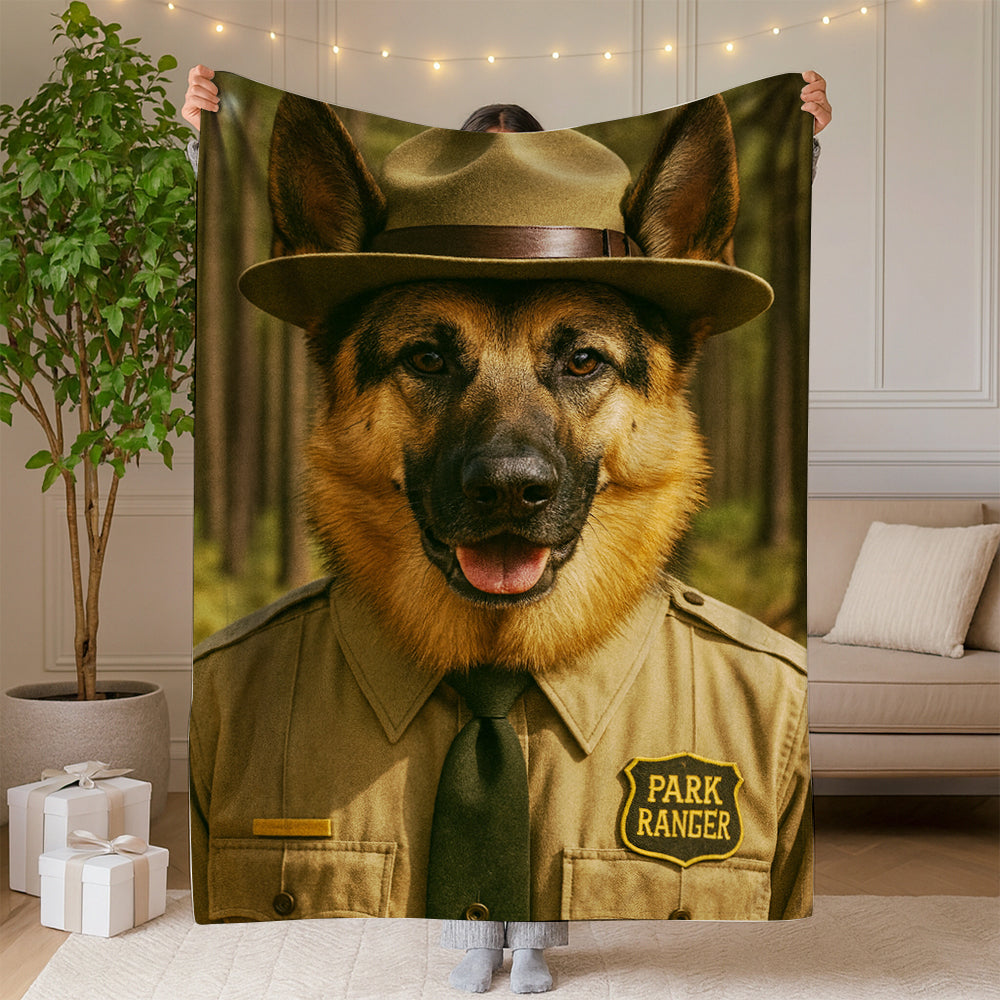 Custom Photo Park Ranger Dog Canvas