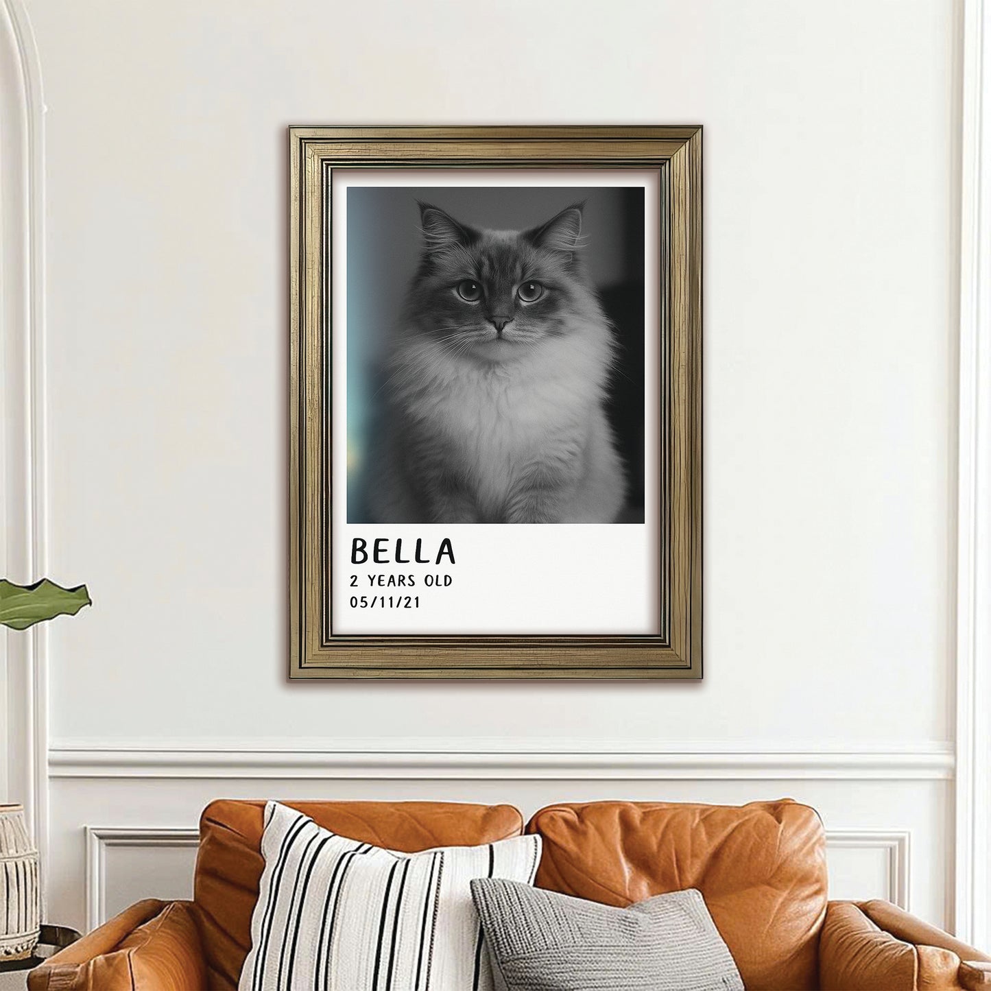 Custom Photo Polaroid Film Canvas Framed Wall Art Gift For Cat Lovers