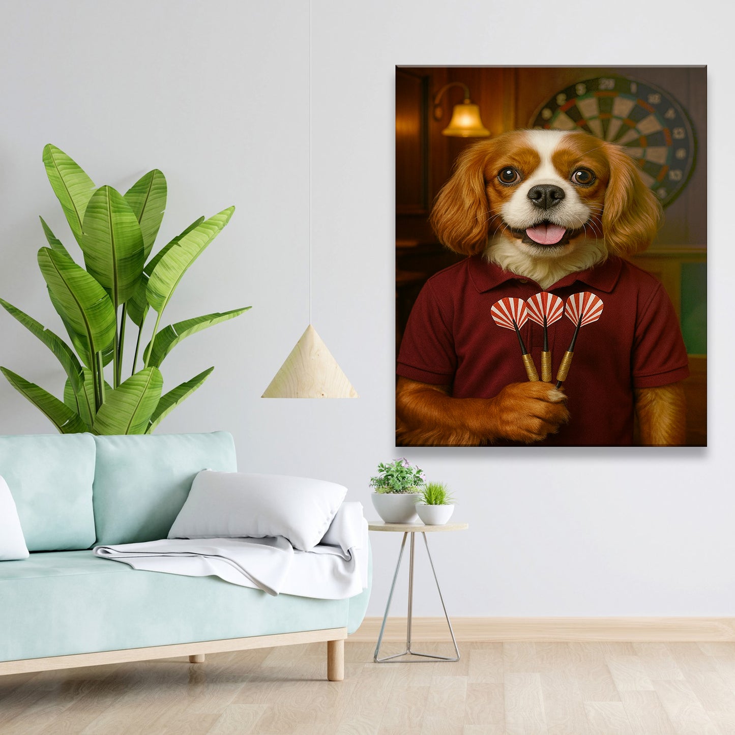 Custom Photo Dart Player Dog Canvas Gift For Dog Lovers