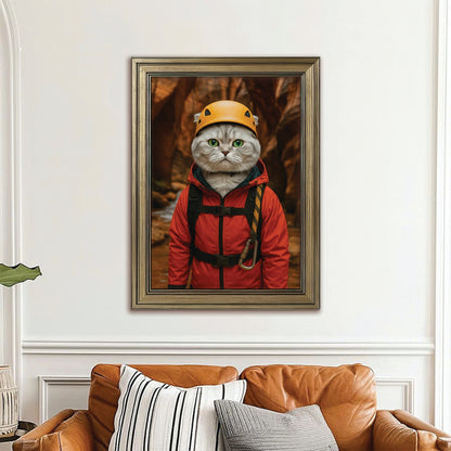Custom Photo Canyoneering Slot Canyon Adventure Cat Canvas Framed Wall Art Gift For Cat Lovers