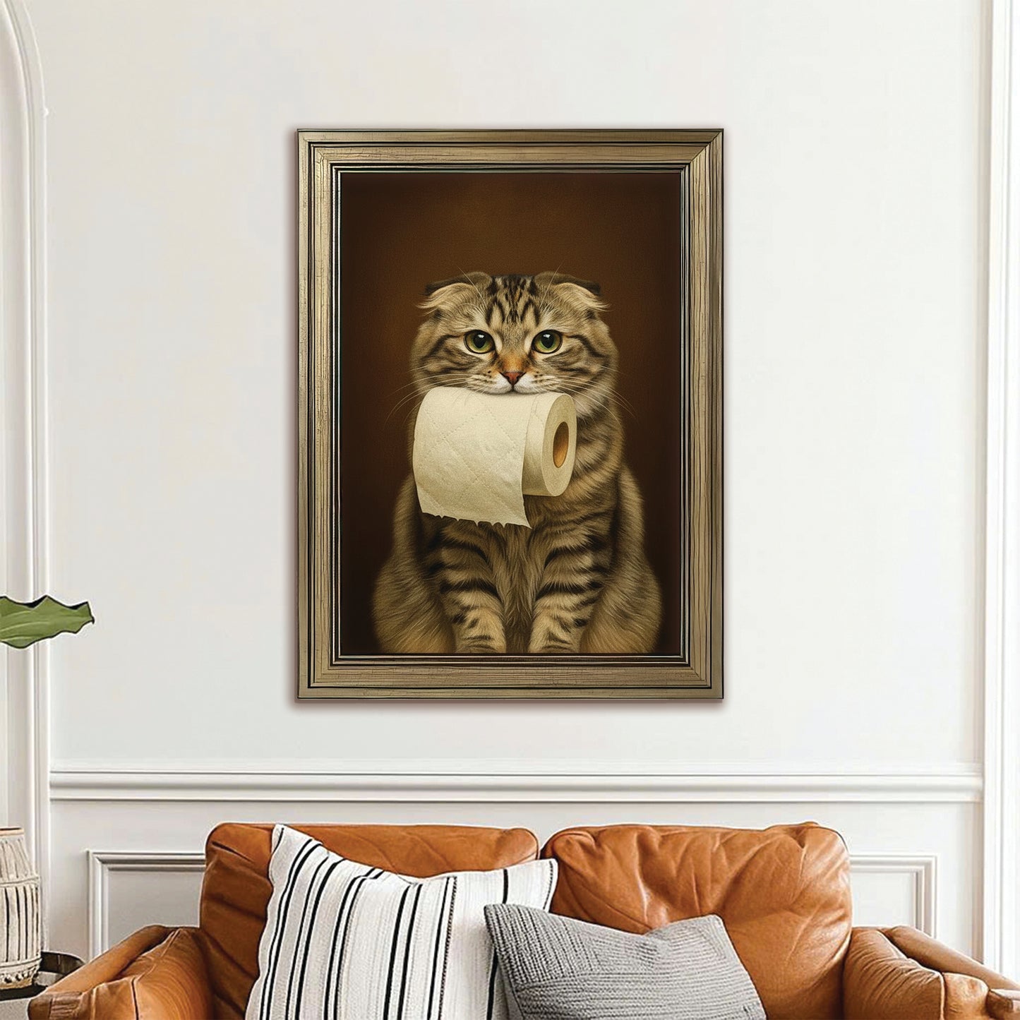 Custom Photo Cat Bathroom Style 18 Canvas Framed Wall Art Gift For Cat Lovers