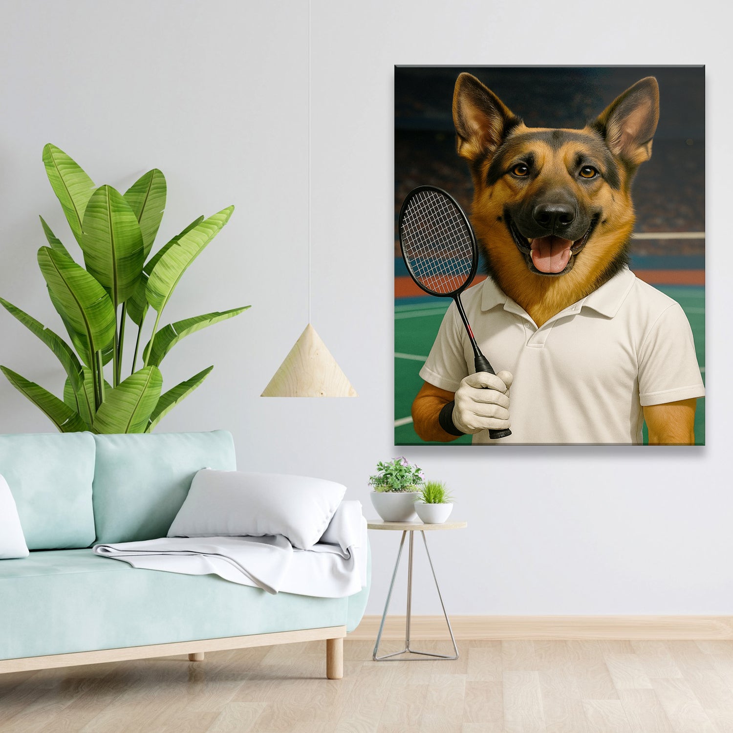 Custom Photo Badminton Dog Canvas Gift For Dog Lovers