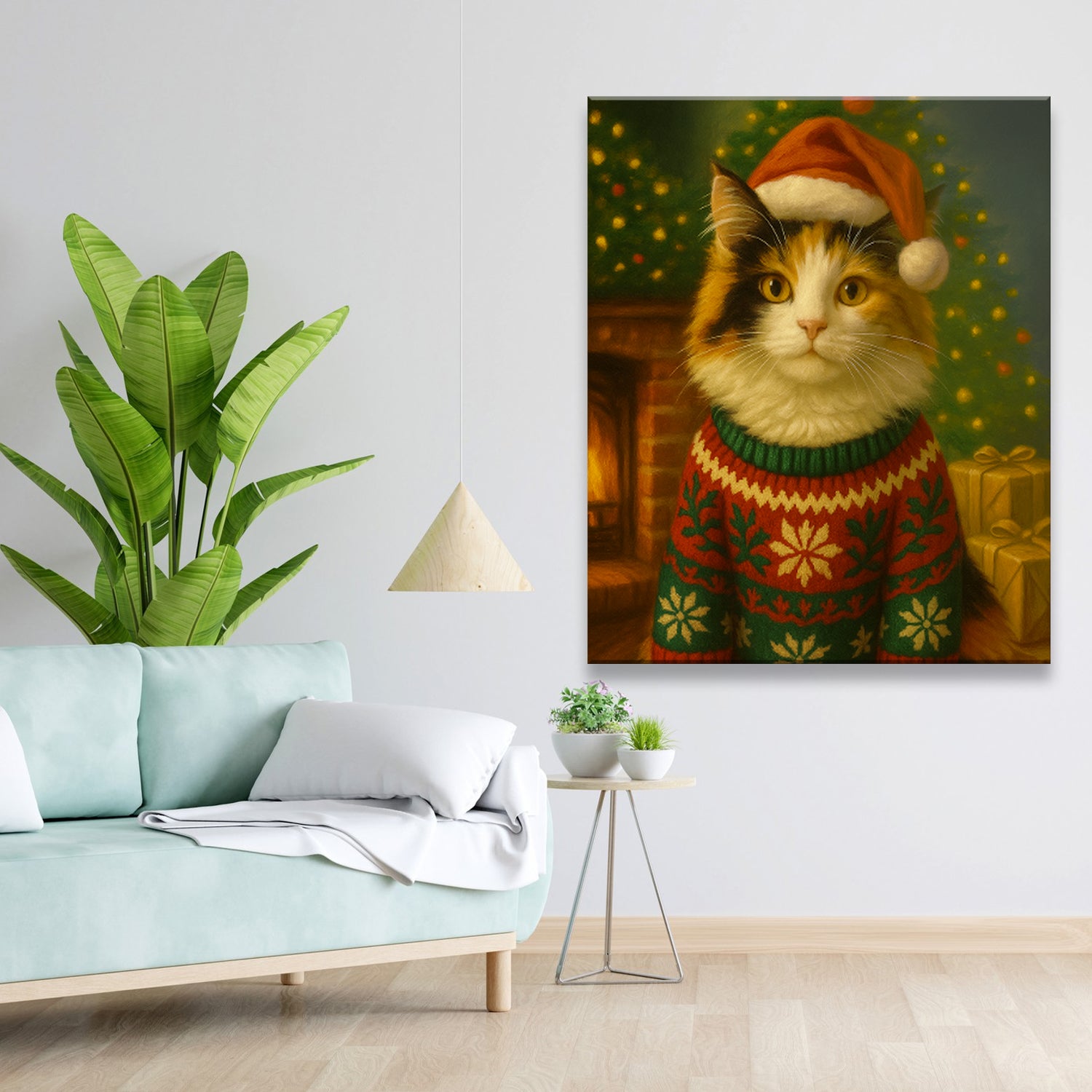 Custom Photo Cat Christmas Oufit Canvas