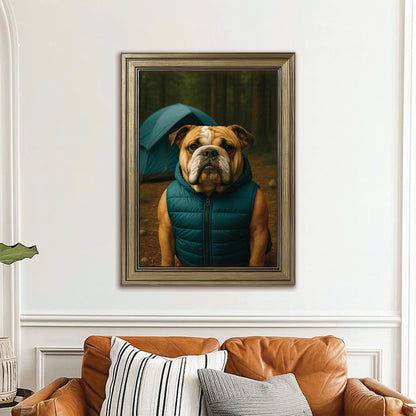 Custom Photo Dog Camping Canvas Framed Wall Art Gift For Dog Lovers