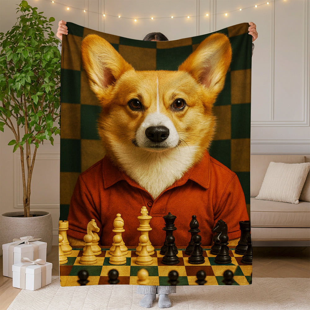 Custom Photo Chess Dog BlanketGift For Dog Lovers