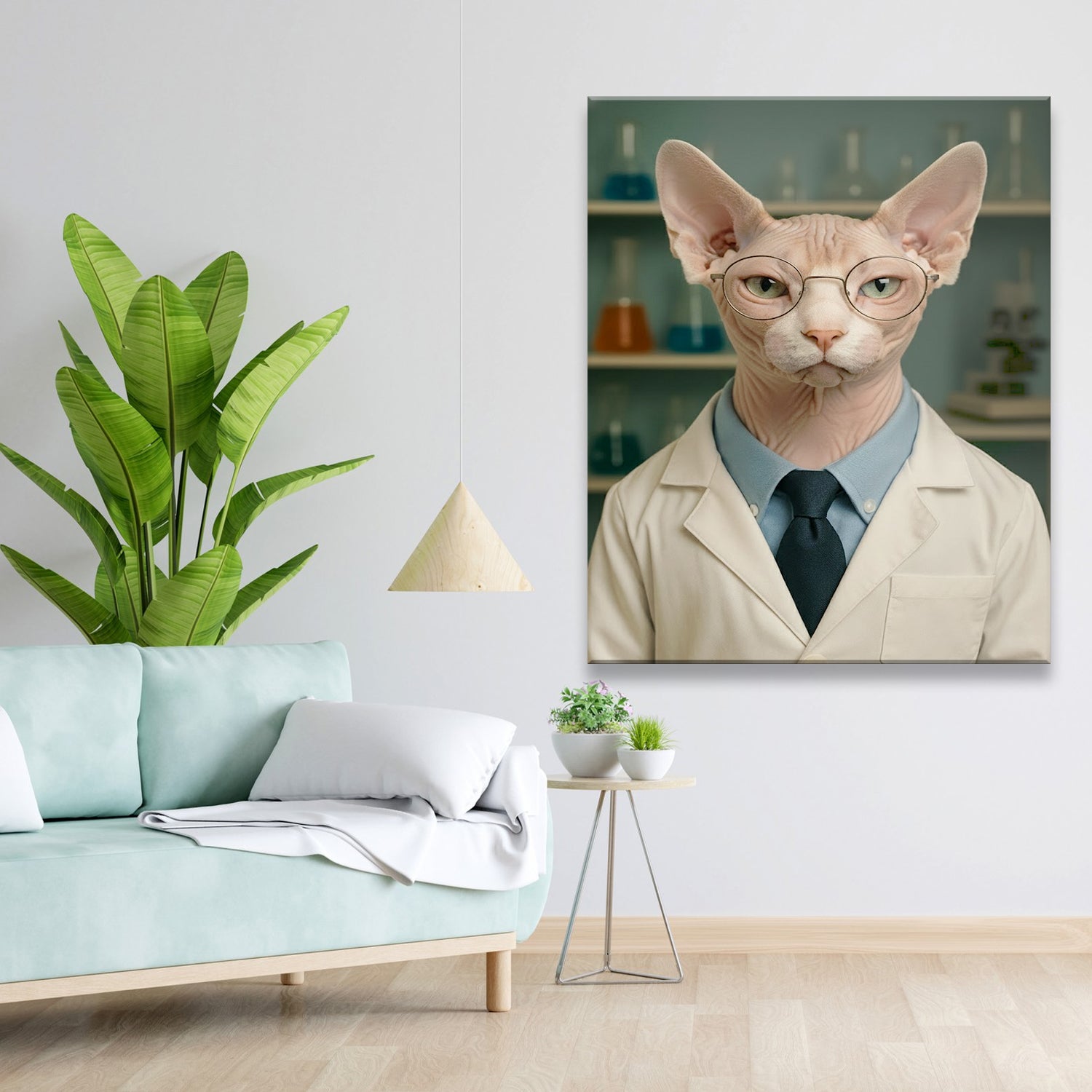 Custom Photo Scientist Cat Canvas Gift For Cat Lovers