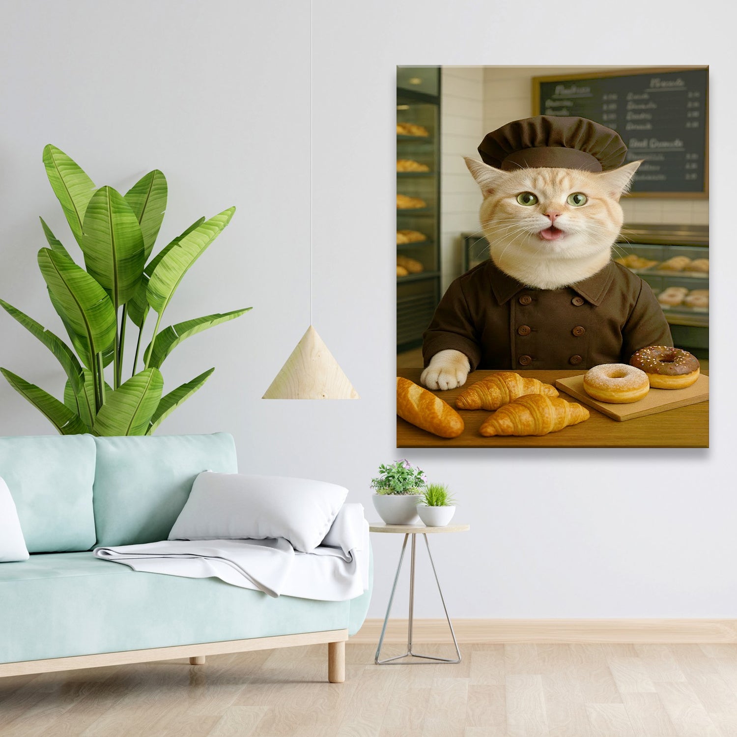 Custom Photo Baker Corgi Cat Canvas Gift For Cat Lovers