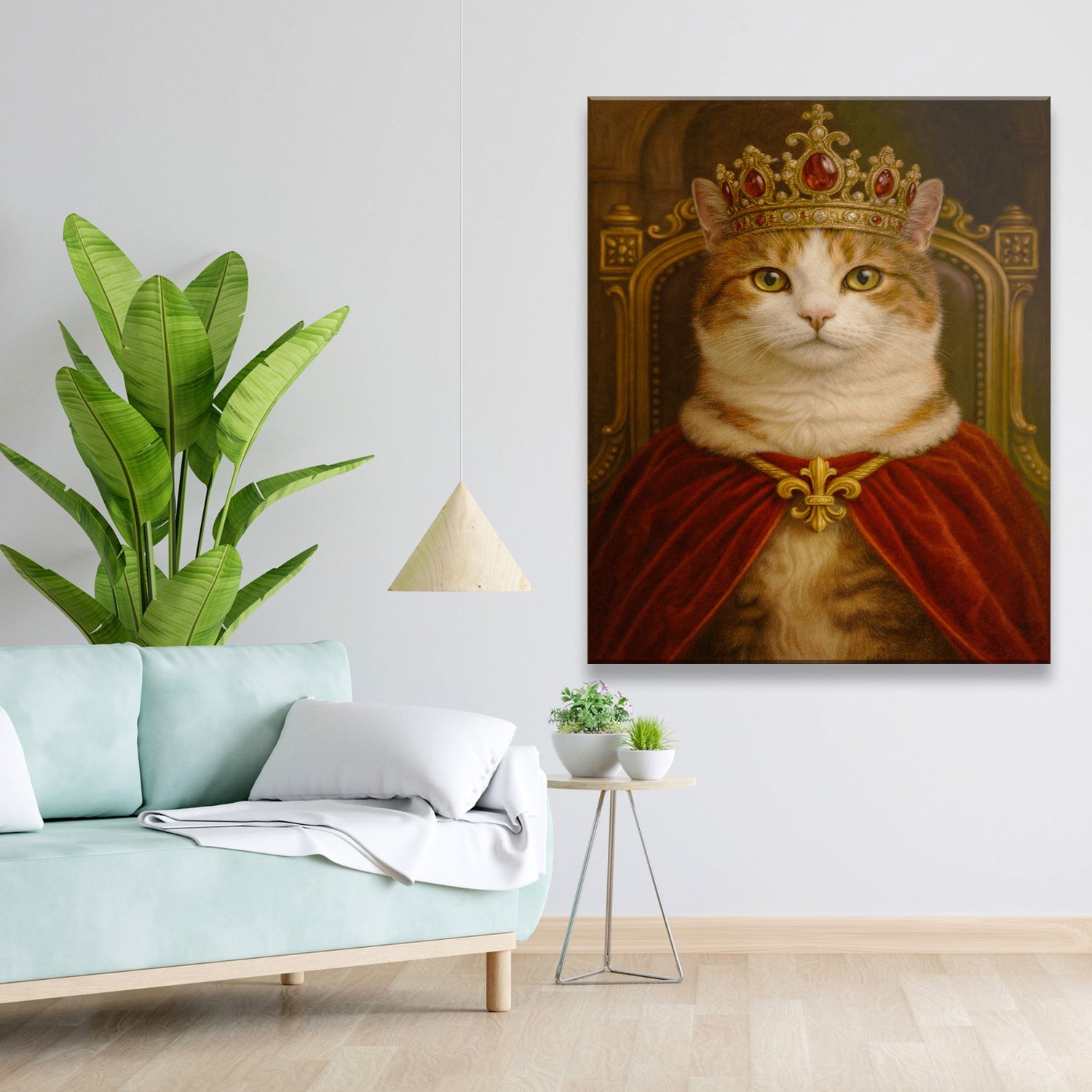Custom Photo Royal Cat Potrait Canvas Gift For Cat Lovers