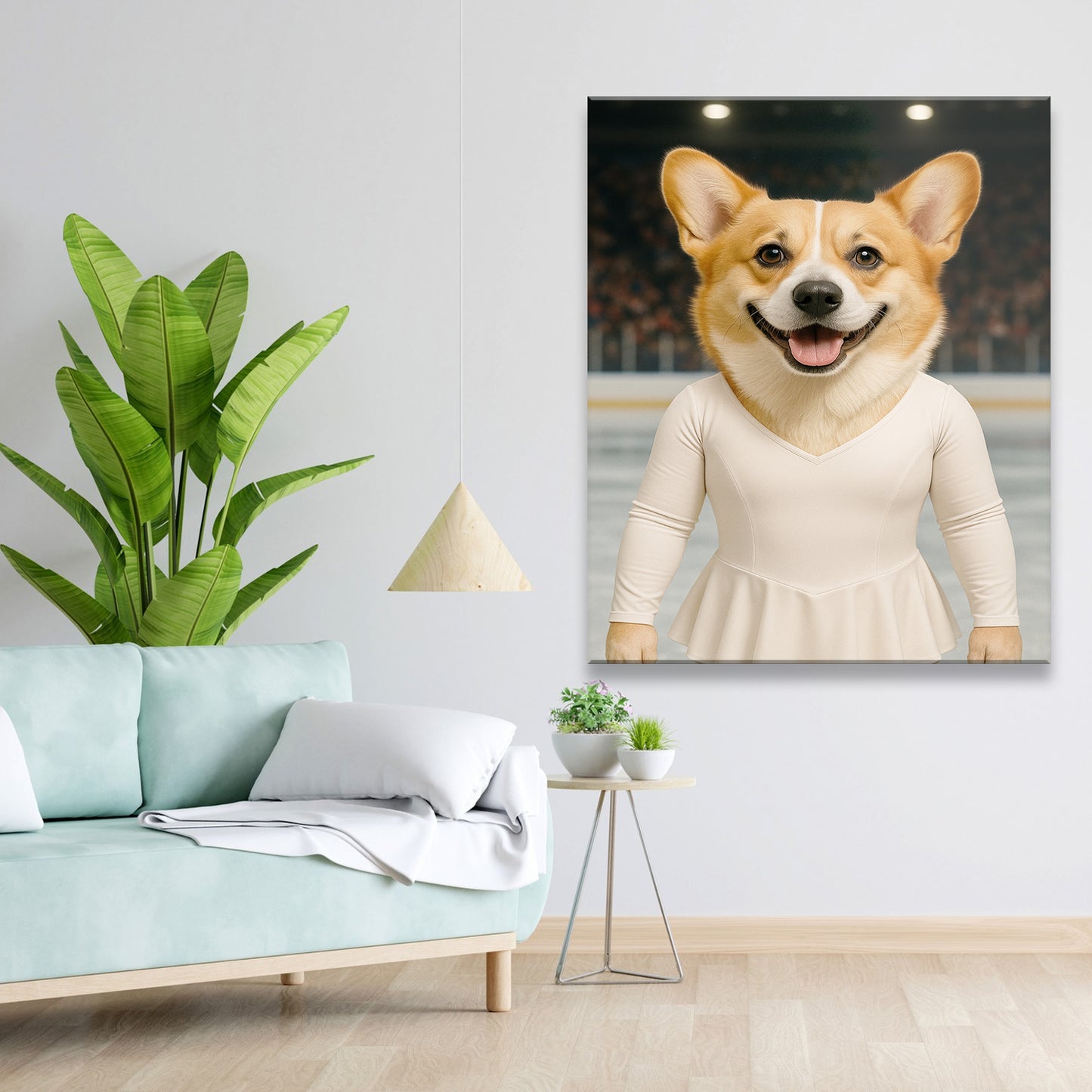 Custom Photo Ice Skater Dog Canvas Gift For Dog Lovers