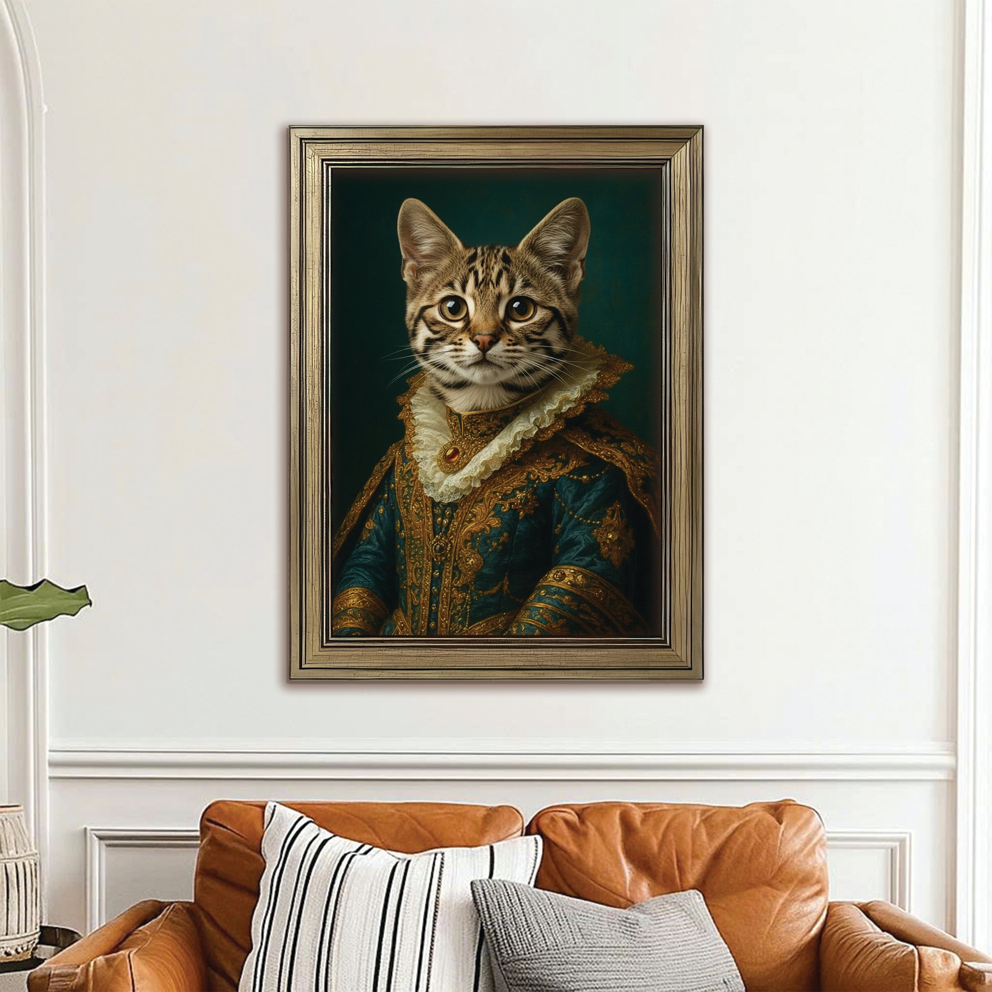 Custom Photo Cat Royal Style 4 Canvas Framed Wall Art Gift For Cat Lovers