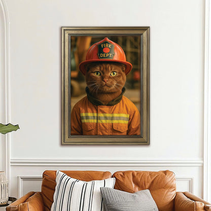 Custom Photo Construction Builder Canvas Framed Wall Art Gift For Cat Lovers