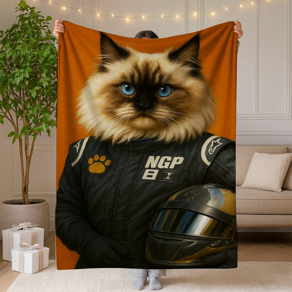Custom Photo Cat Racer Blanket Gift For Cat Lovers