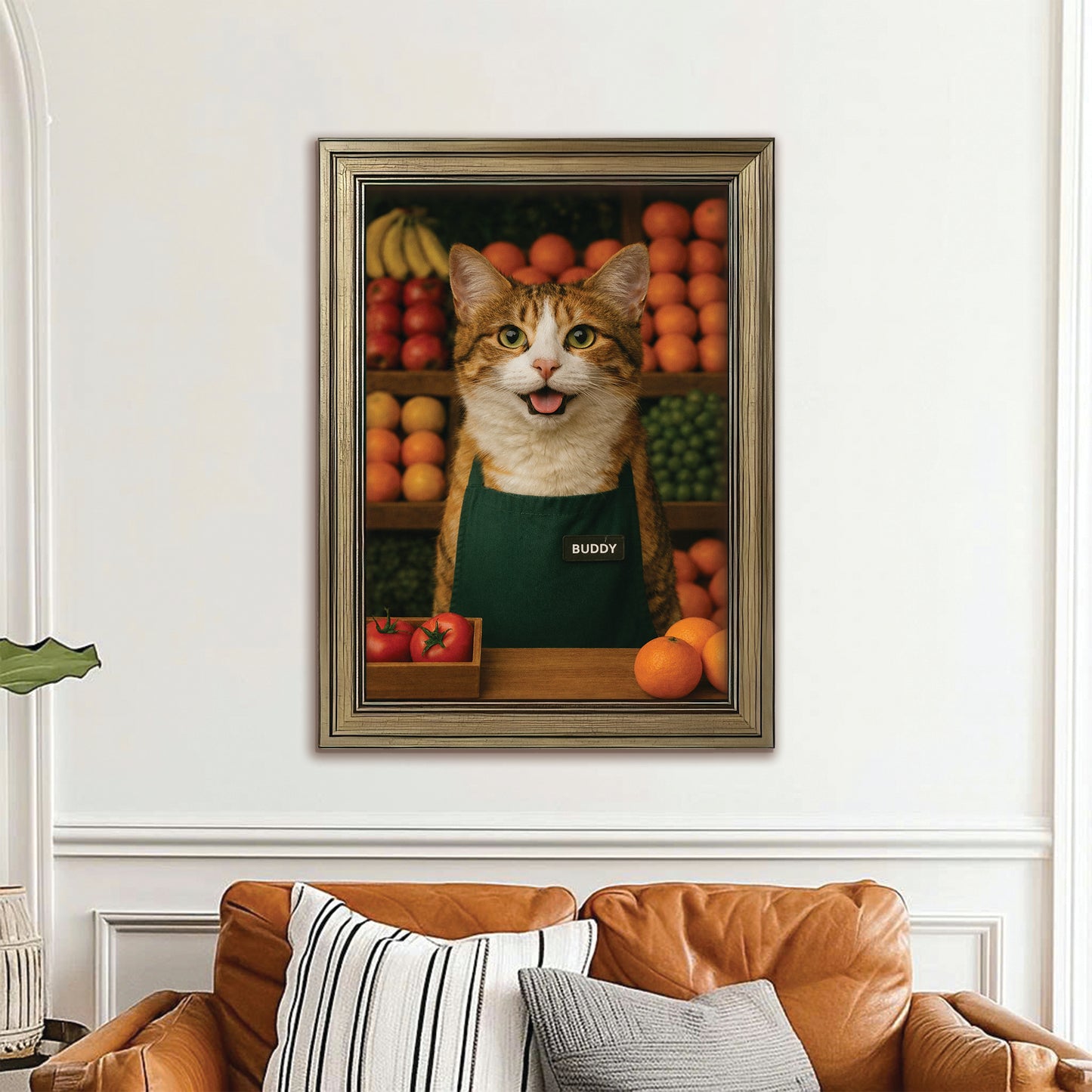 Custom Photo Grocer Store Cat Canvas Framed Wall Art  Gift For Cat Lovers