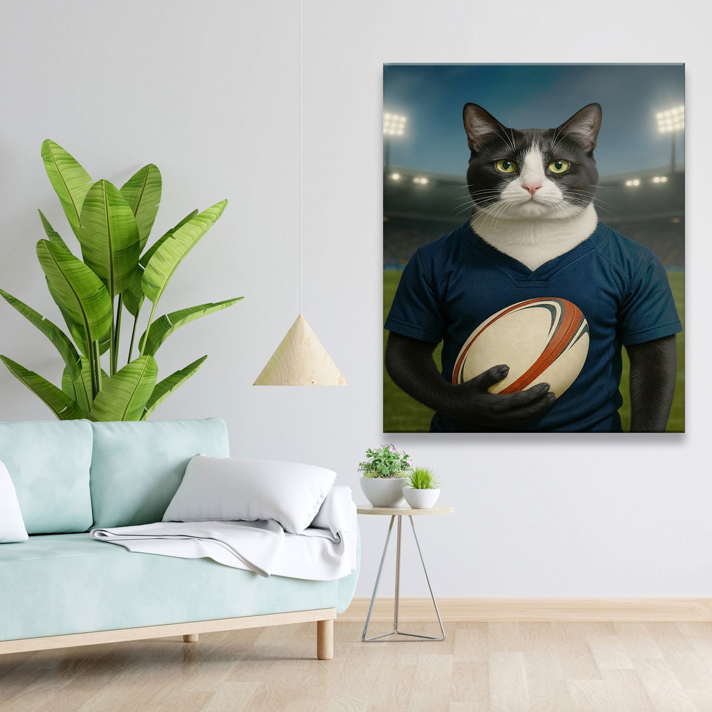 Custom Cat Rugby Sport Cat Canvas Gift For Cat Lovers