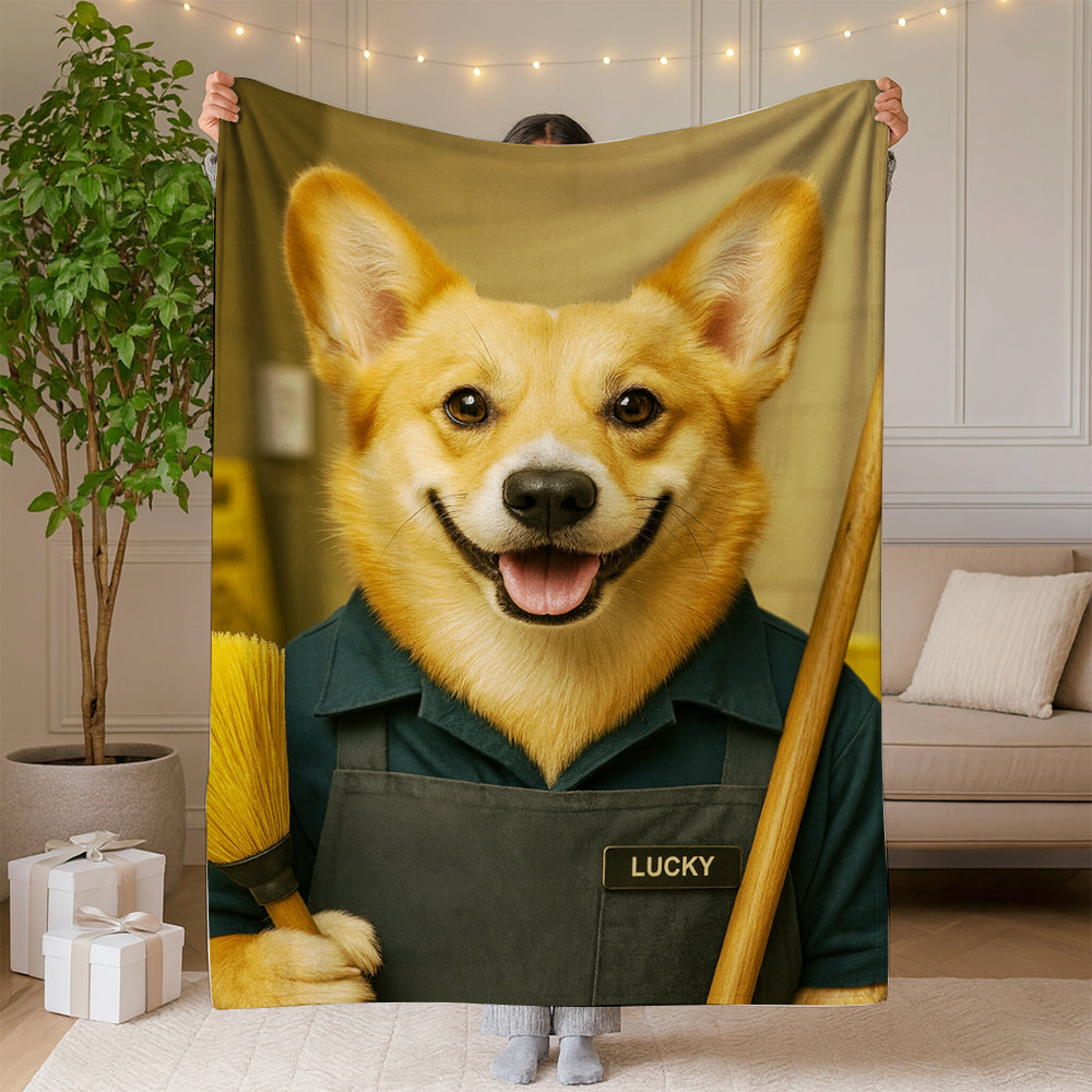 Custom Photo Janitor Dog BlanketGift For Dog Lovers