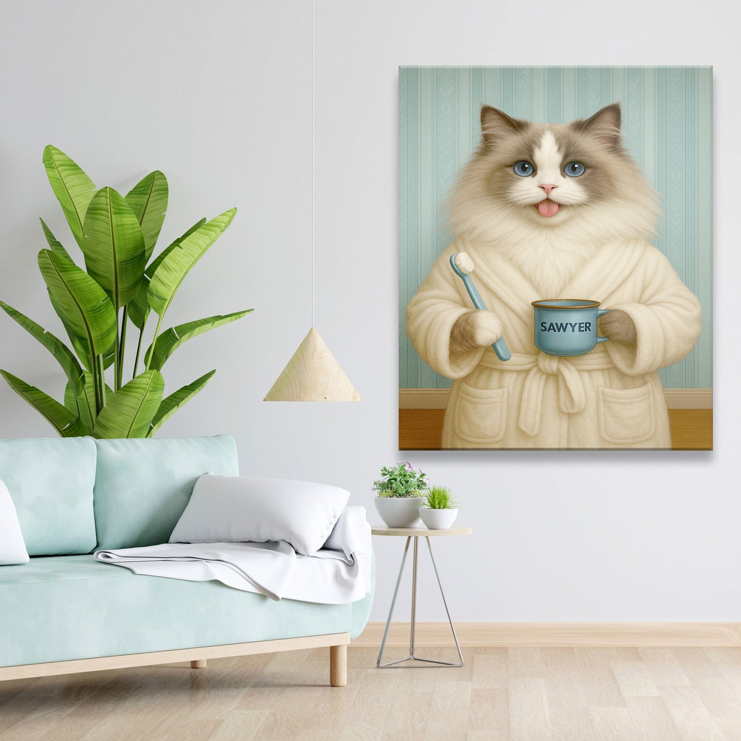 Custom Photo Cat Bathroom Canvas Cat Gifts Lovers