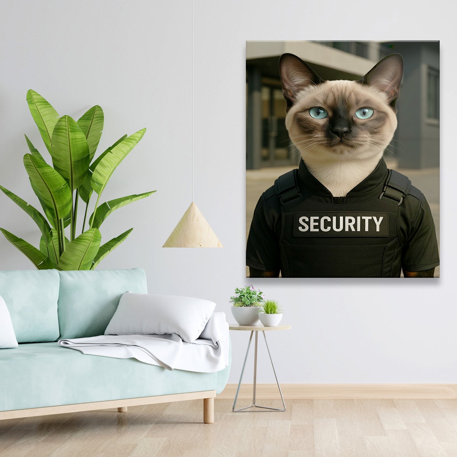 Custom Photo Security Guard Cat Canvas Gift For Cat Lovers