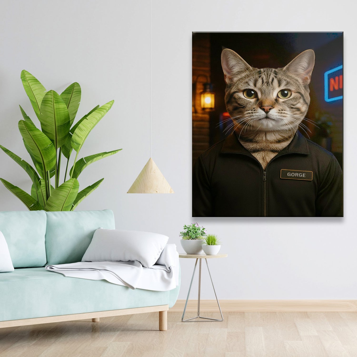 Custom Photo Bouncer Night Club Security Cat Canvas Gift For Cat Lovers