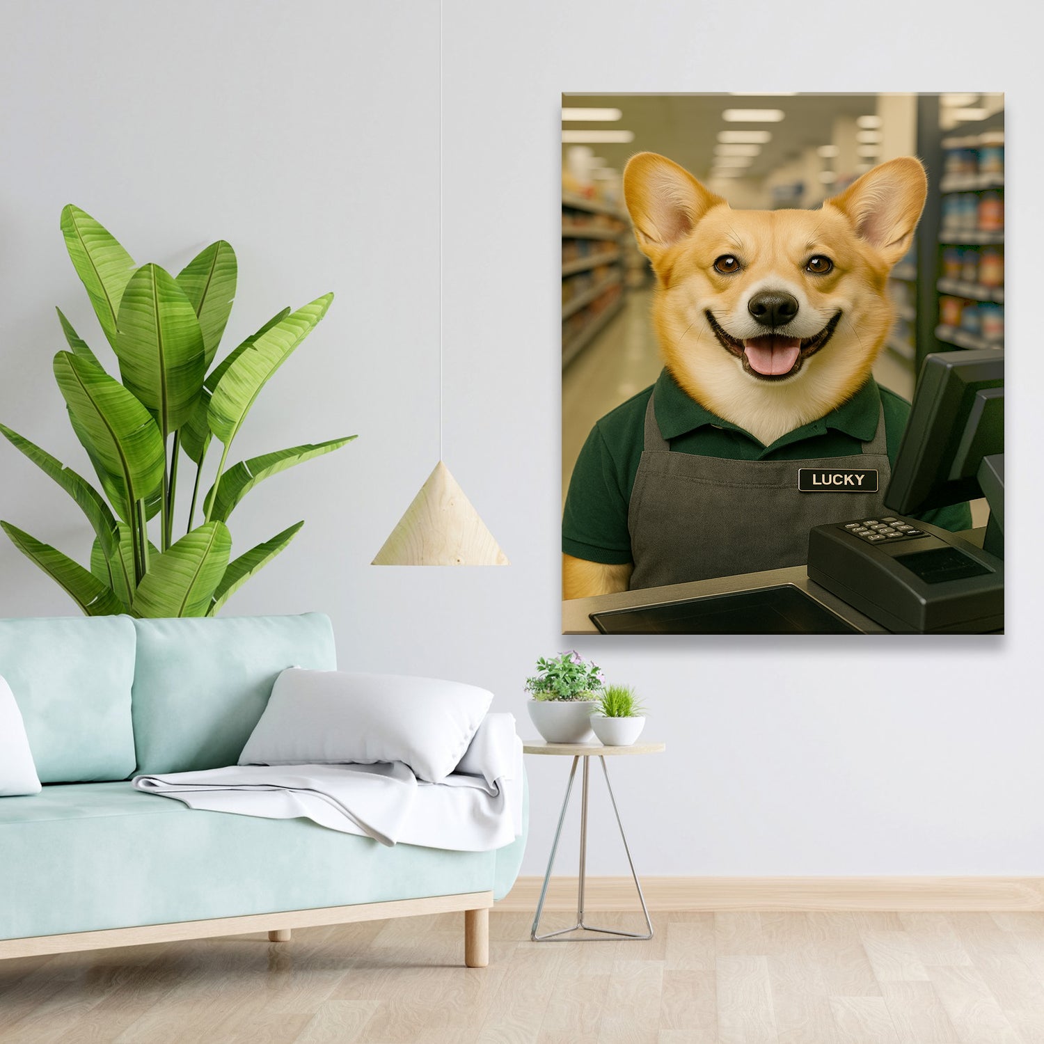 Custom Photo Cashier Dog Canvas Gift For Dog Lovers