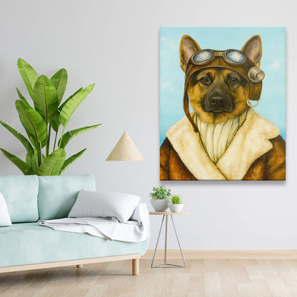 Custom Photo Portrait Pilot Canvas Gift For Dog Lovers