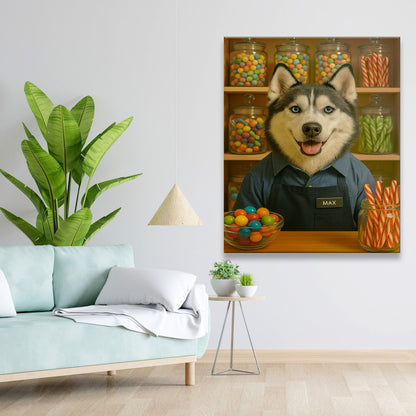 Custom Photo Candy Shop Dog Canvas Gift For Dog Lovers
