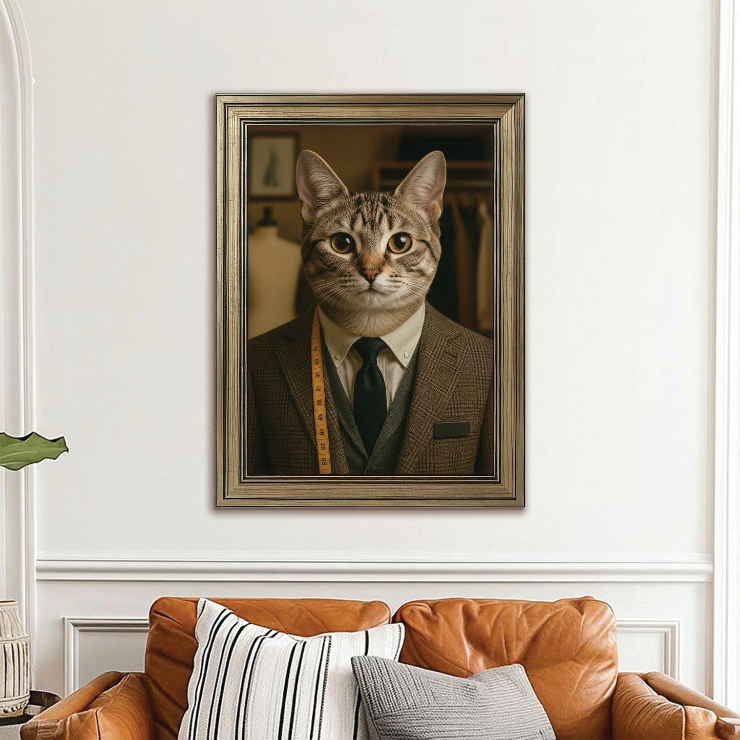 Custom Photo Tailor Cat Canvas Framed Wall Art Gift For Cat Lovers