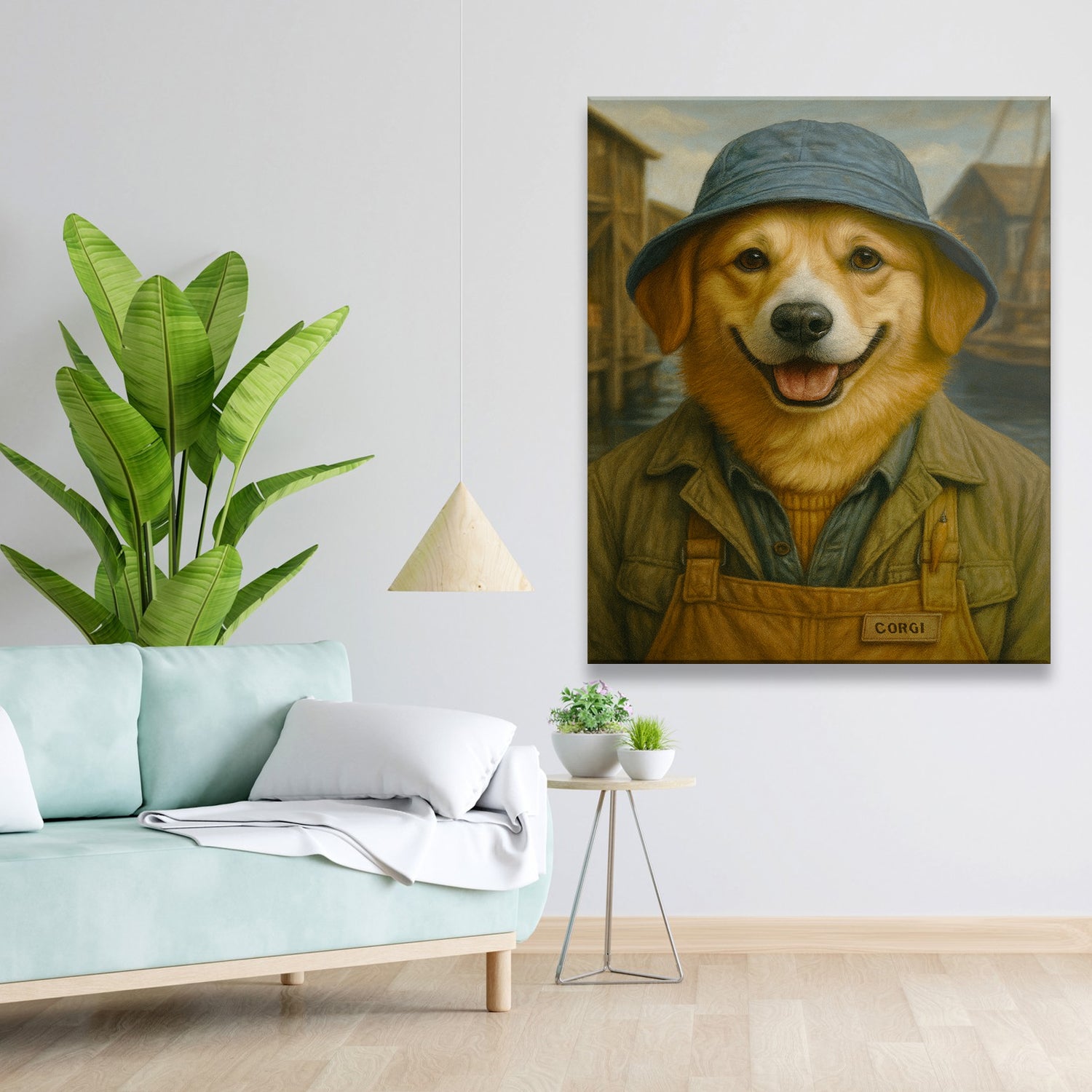 Custom Photo Fisherman Dog Canvas Gift For Dog Lovers