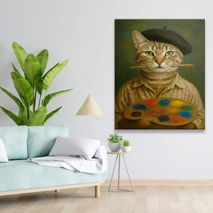 Custom Photo Artist Cat Canvas Gift For Cat Lovers