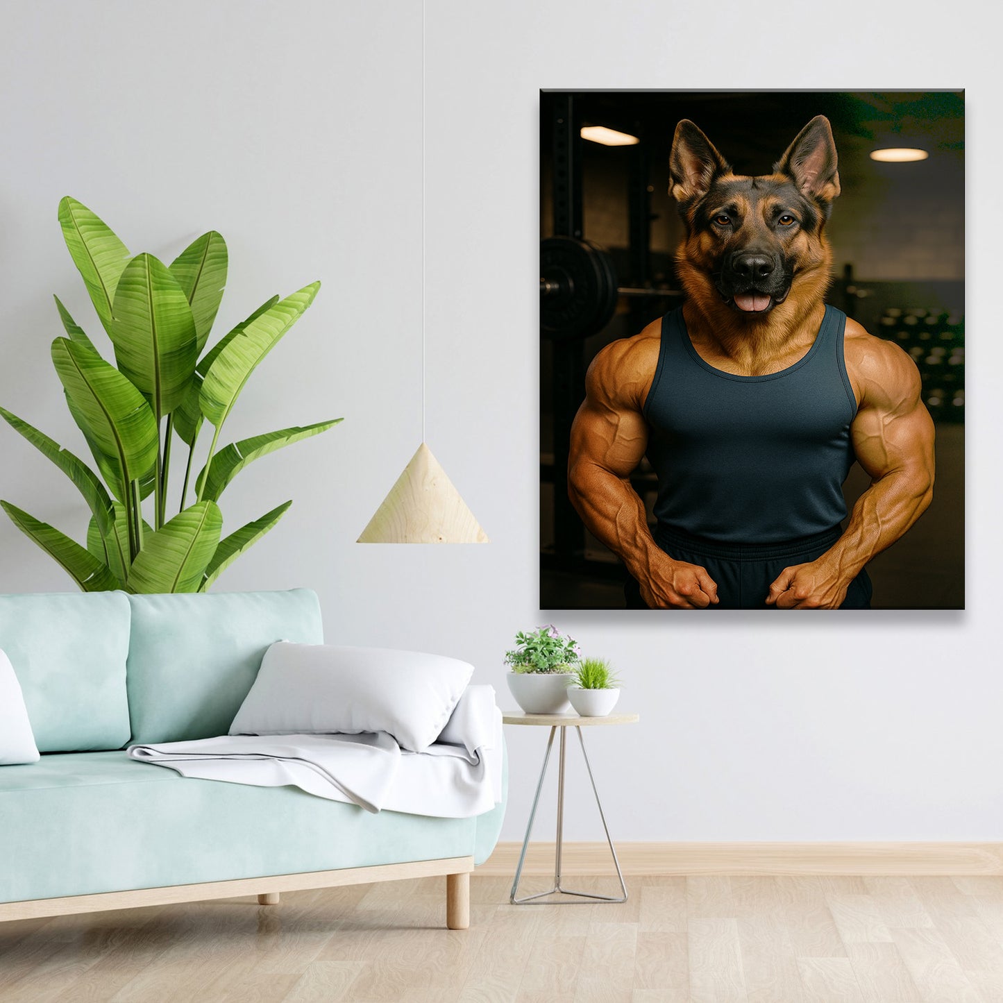 Custom Photo Body Builder Dog Canvas Gift For Dog Lovers