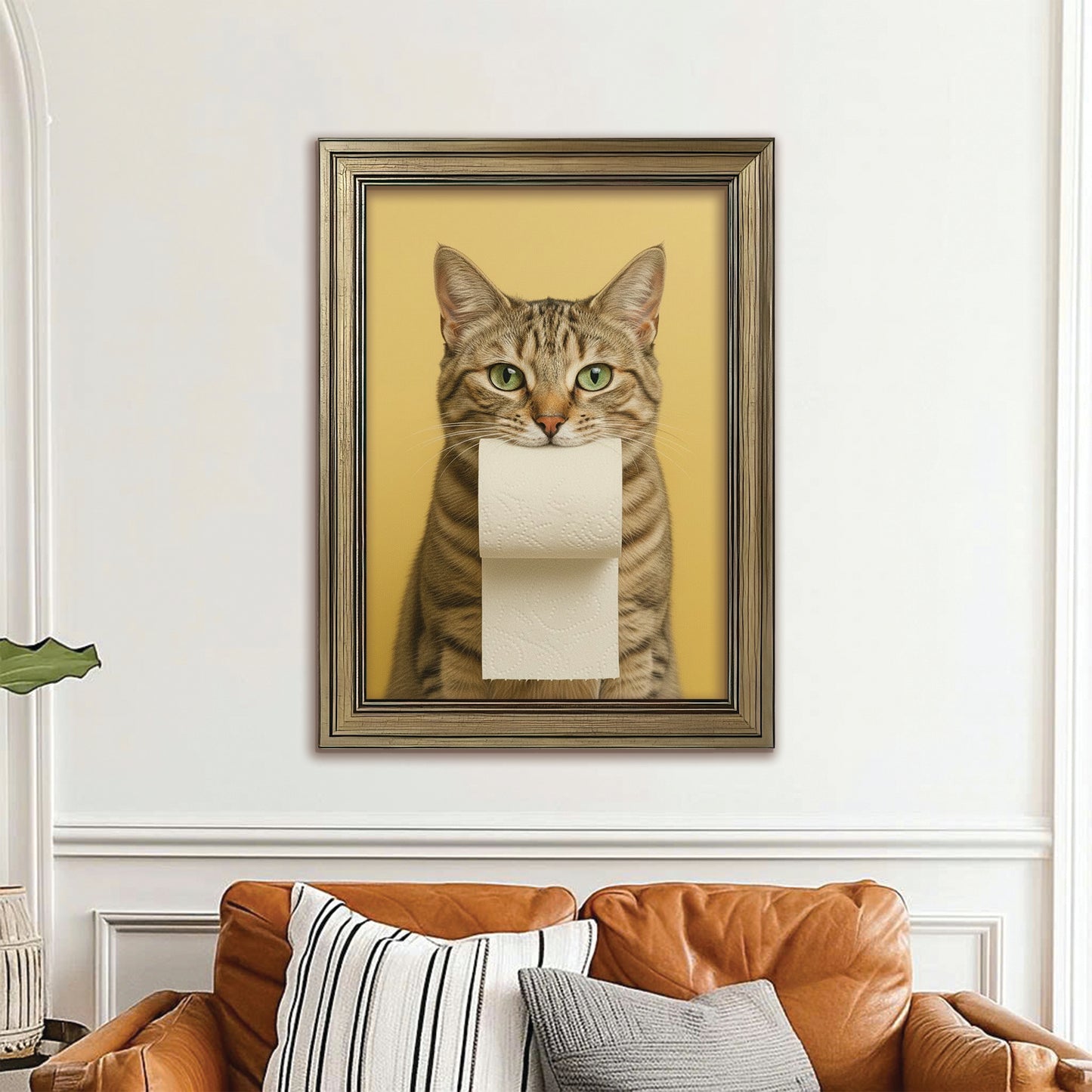 Custom Photo Cat Bathroom Style 23 Canvas Framed Wall Art Gift For Cat Lovers