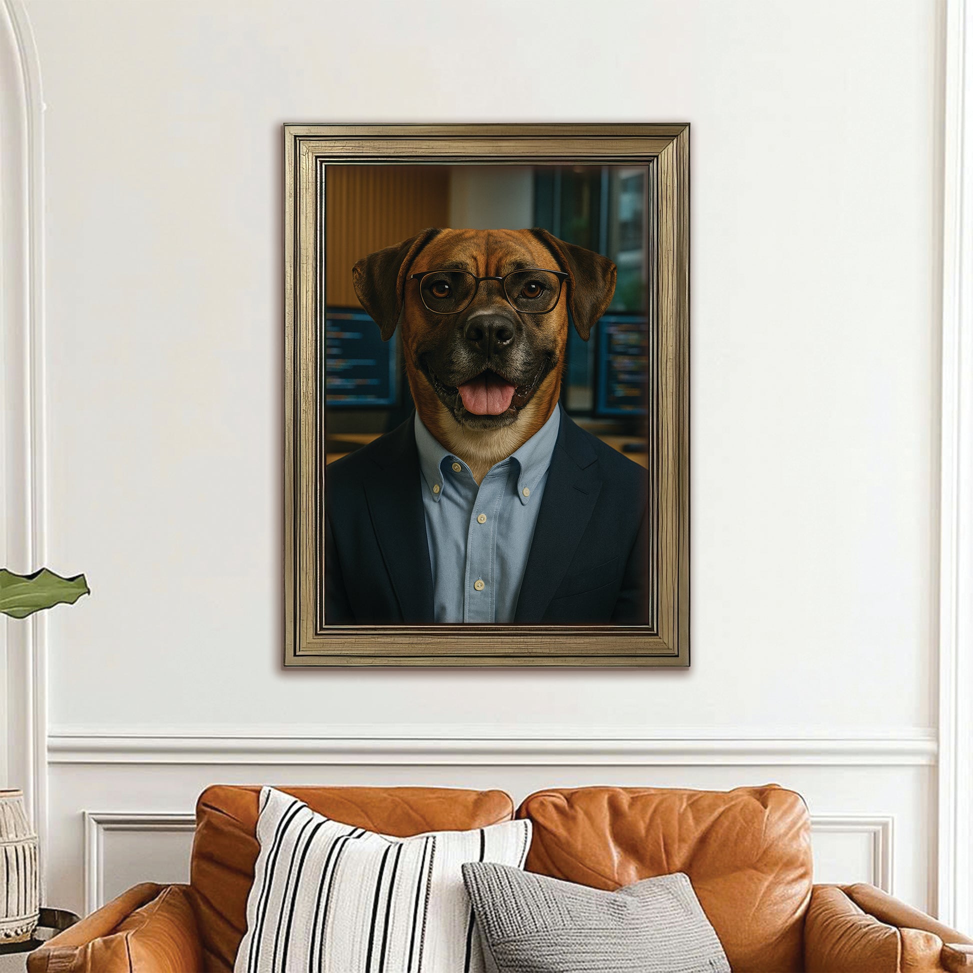 Custom Photo Software Developer Dog Canvas Framed Wall Art Gift For Dog Lovers