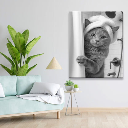 Custom Photo Cat Bathroom Canvas Gift For Cat Lovers