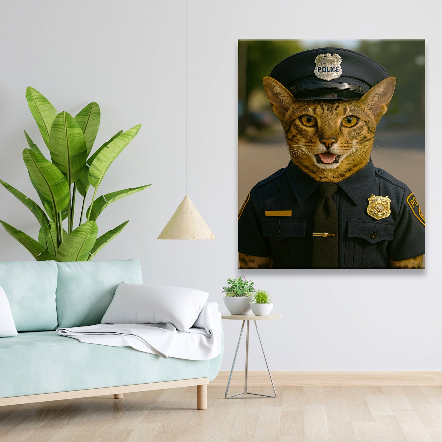 Custom Photo Police 2 Cat Canvas Gift For Cat Lovers