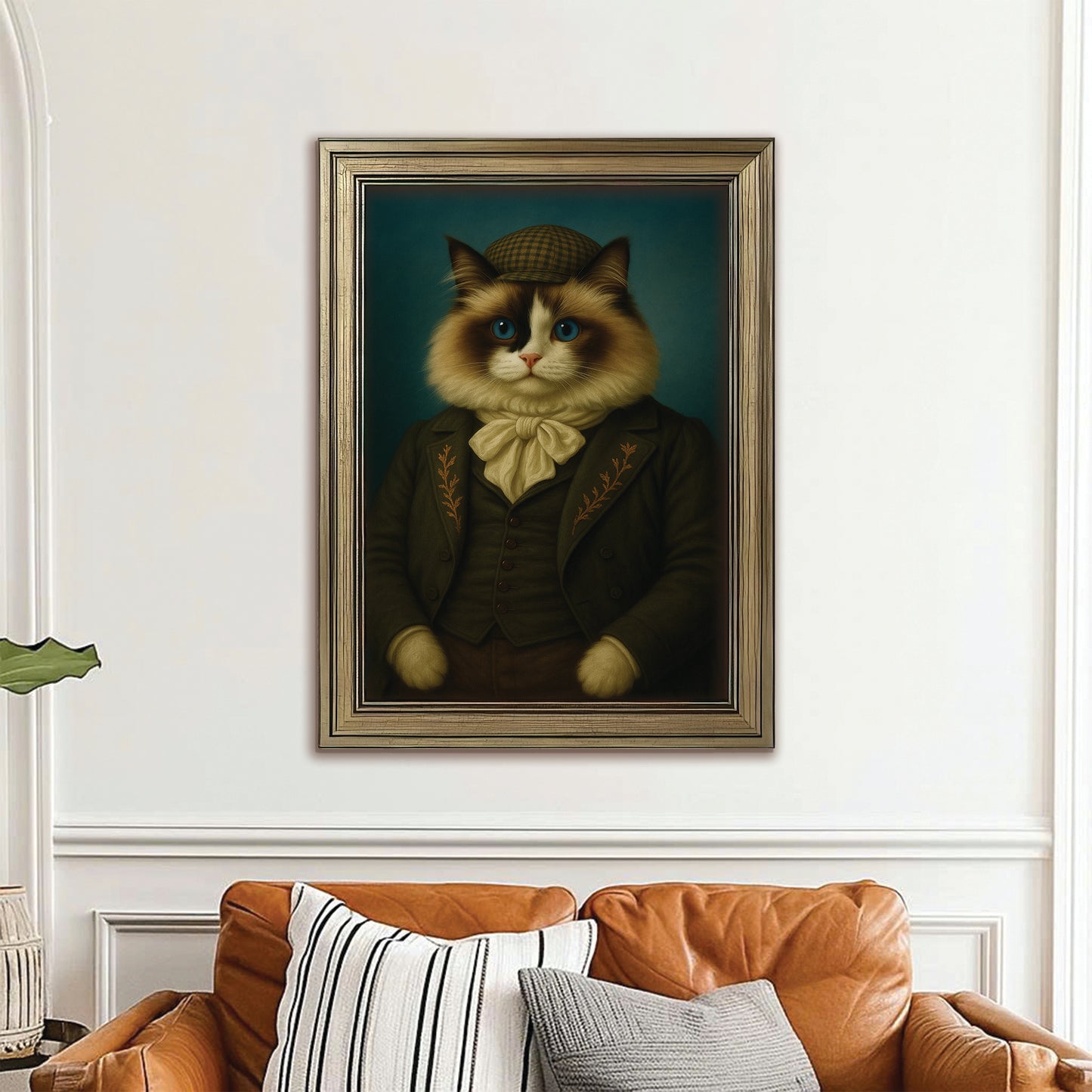 Custom Photo Detective Cat Canvas Framed Wall Art Gift For Cat Lovers