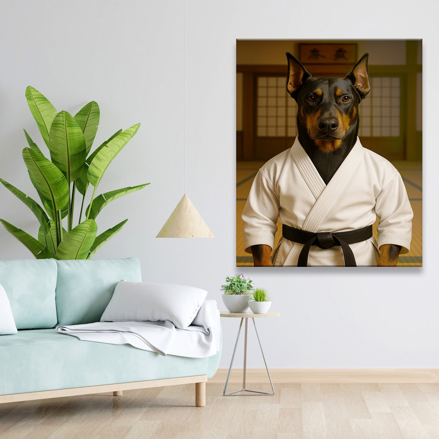 Custom Photo Karate Dog Canvas Gift For Dog Lovers