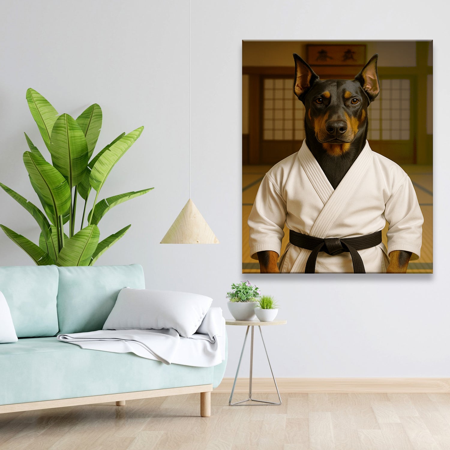Custom Photo Karate Dog Canvas Gift For Dog Lovers
