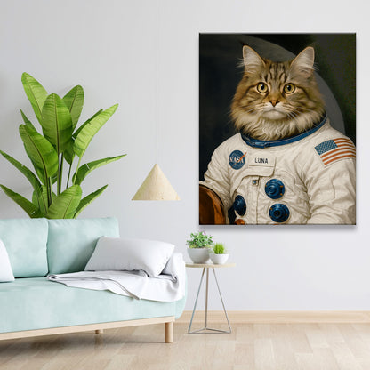 Custom Photo Cat Astronaut Canvas _ Gift For Cat Lovers