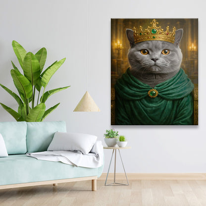 Custom Photo Royal King Queen Cat Canvas Gift For Cat Lovers