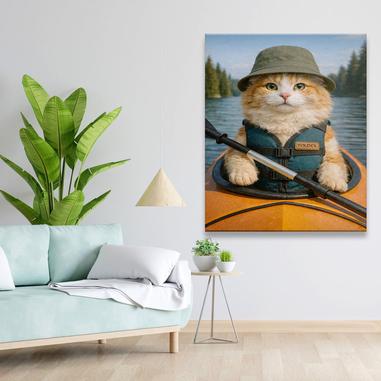 Custom Photo Kayak Cat Canvas Gift For Cat Lovers
