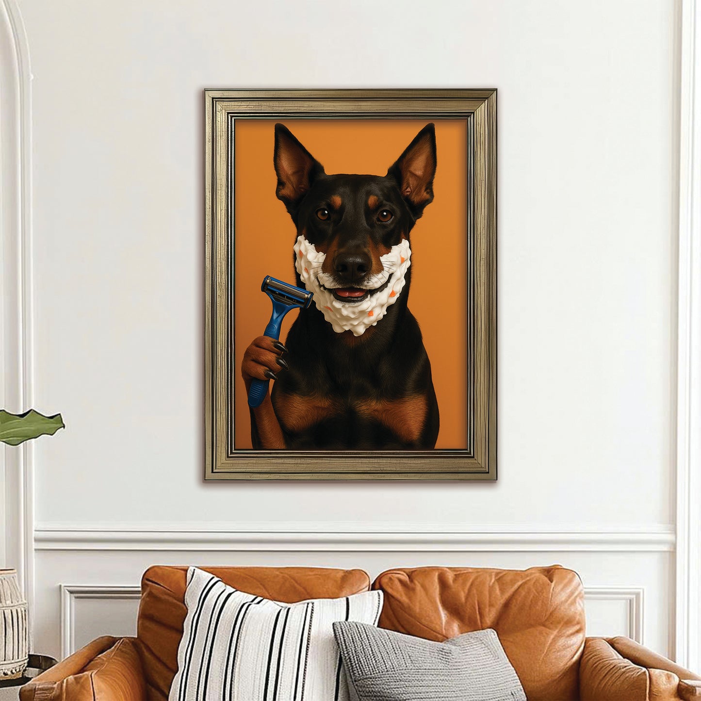 Custom Photo Dog Bathroom Style 36 Canvas Framed Wall Art Gift For Dog Lovers