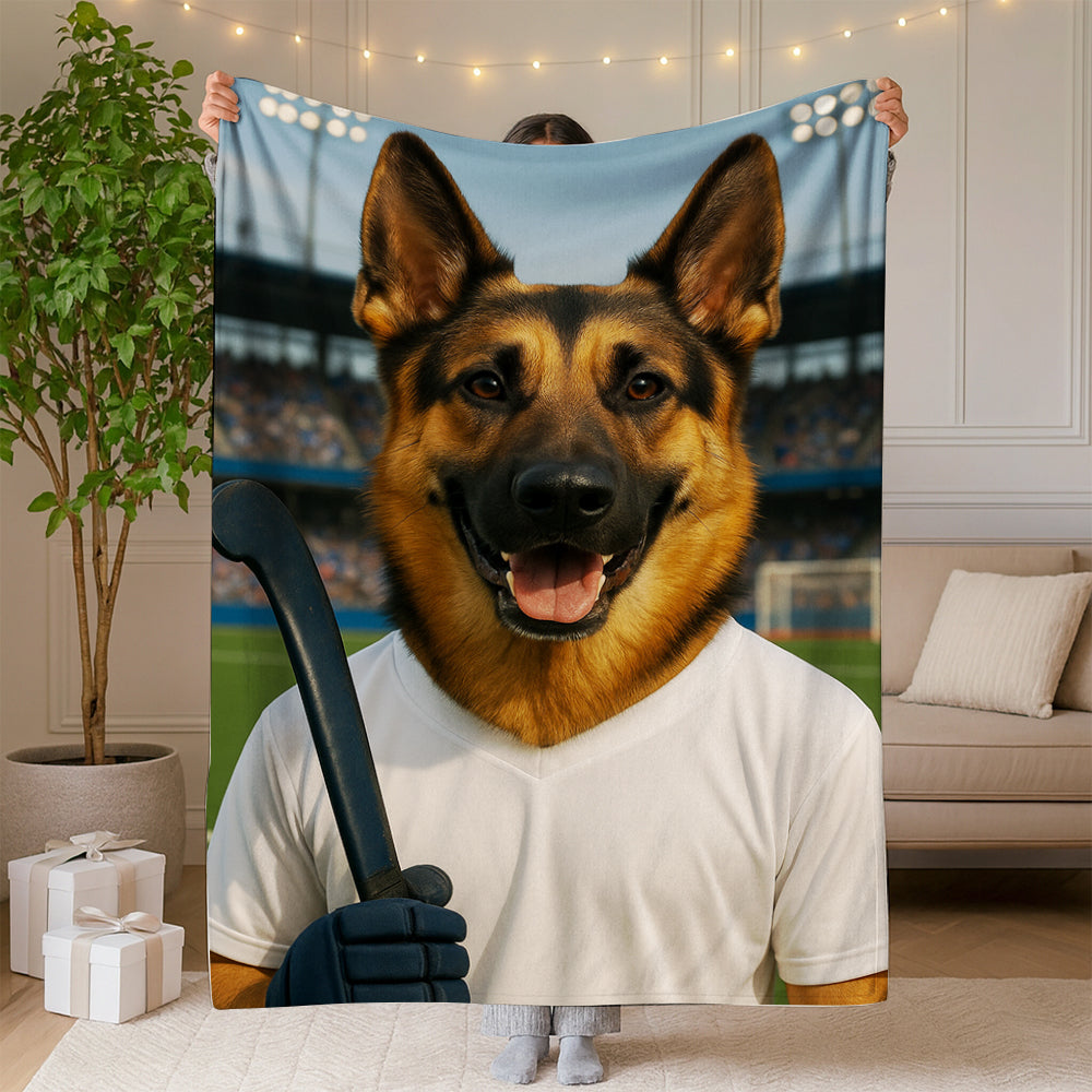 Custom Photo Field Hockey Dog BlanketGift For Dog Lovers