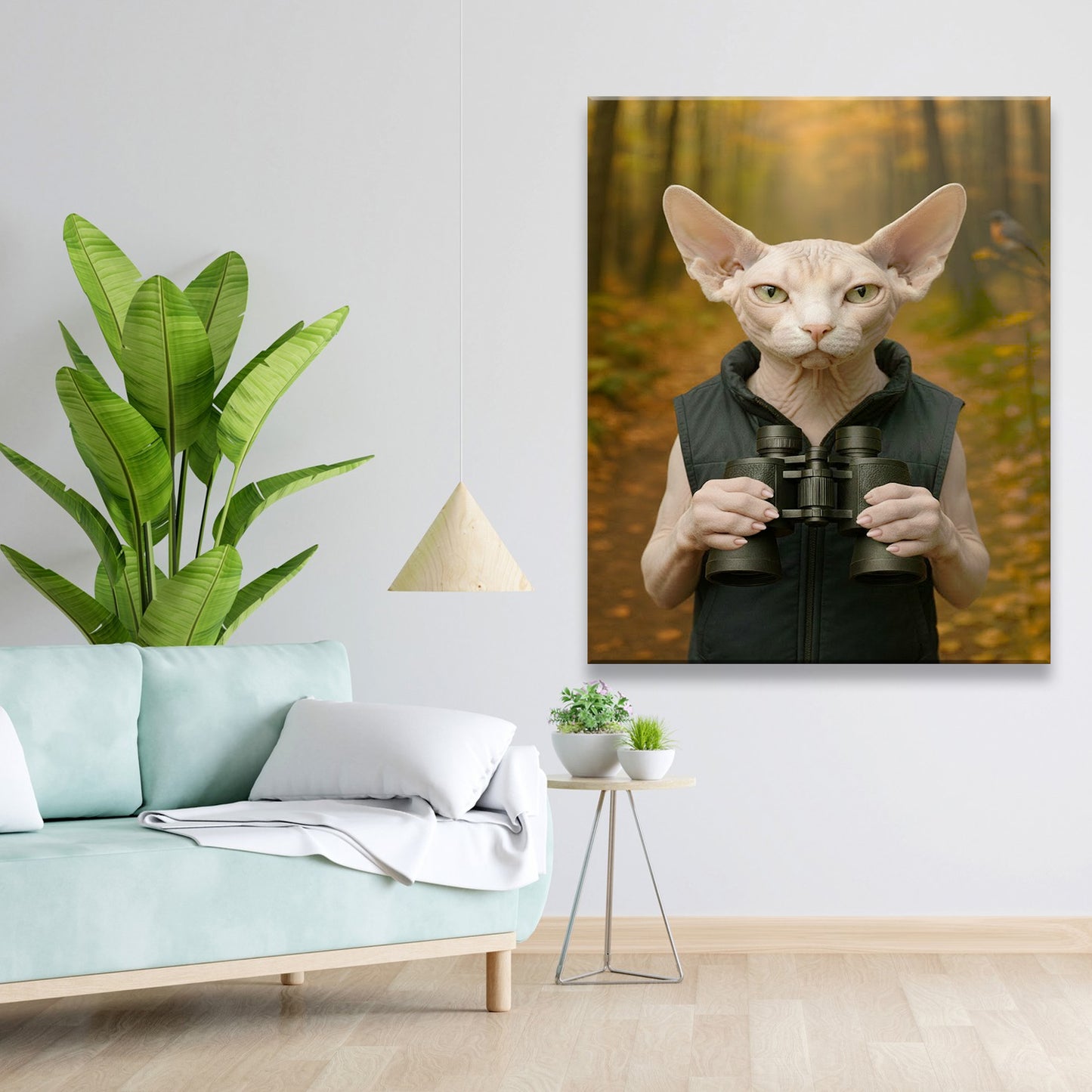 Custom Photo Bird Watching Cat Canvas Gift For Cat Lovers