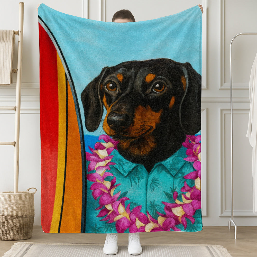 Custom Photo Surfer Dog BlanketGift For Dog Lovers
