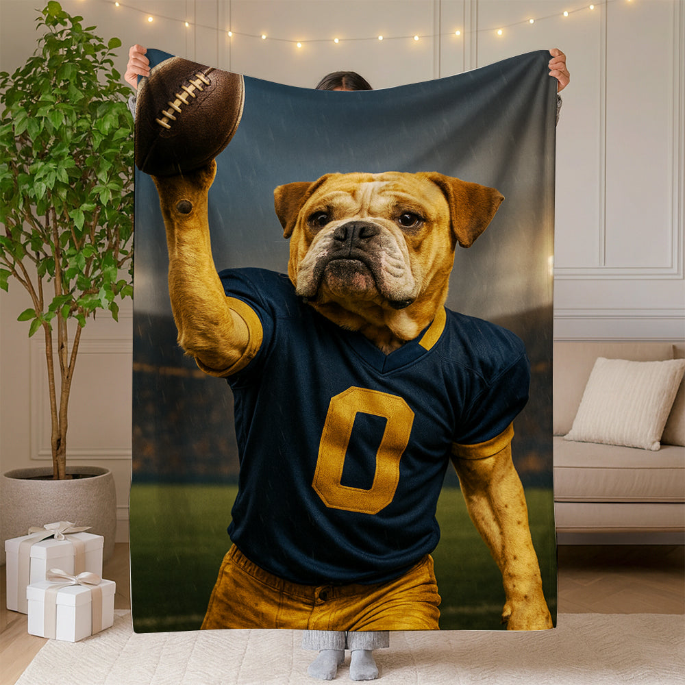 Custom Photo Football Player BlanketGift For Dog Lovers