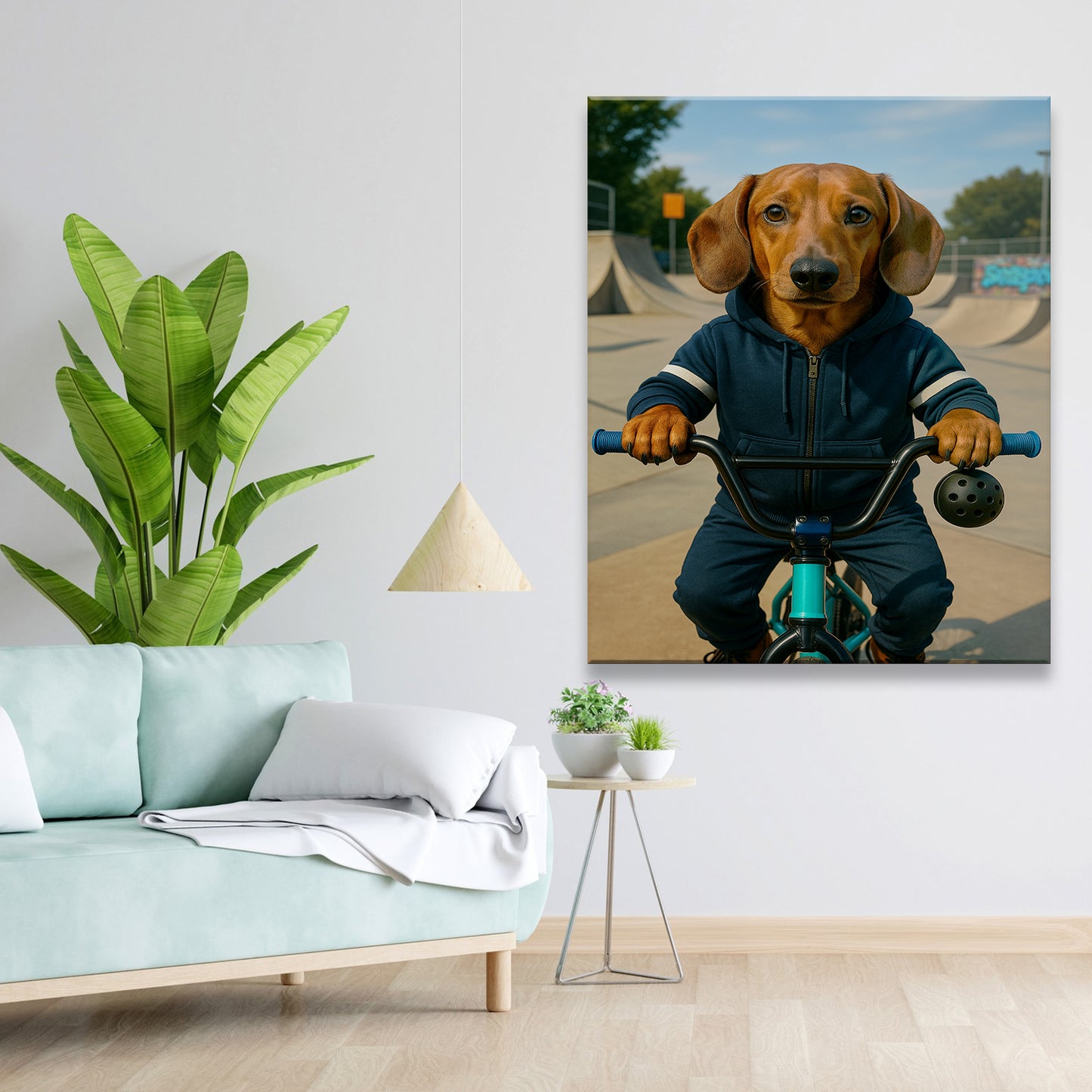 Custom Photo Bmx Bike Dog Canvas Gift For Dog Lovers